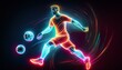 © Rindi - Abstract Soccer Player with a ball in motion. Digital Football Athlete is running