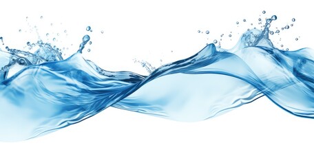 A dynamic splash of blue water isolated on white background,  showcasing fluid movement and texture against a white background.