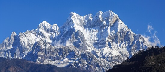 Snow mountain landscape on sunny day