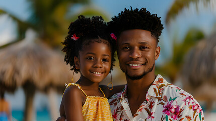 Sticker - Happy Black Family Cuddled Together Beach