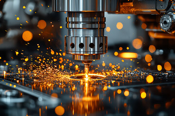 Poster - a person operating a cnc milling machine to create intricate parts, demonstrating precision engineer