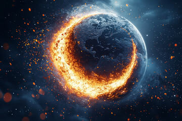 Wall Mural - an astronaut floating in space with the earth visible in the background, depicting the vastness and 