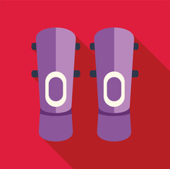 Poster - Pair of soccer shin guards lying on red, concept of sport equipment for safety and protection