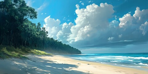 Canvas Print - coastal beach from the land