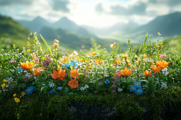 Poster - a circle of life in an ecosystem, showing interactions between plants, herbivores, carnivores, and d