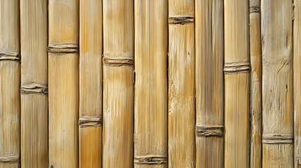 Poster - Bamboo Wood Texture with Distinct Vertical Growth Patterns and Soft Yellowish Tones Representing Nature s Elegant and Minimalist Design