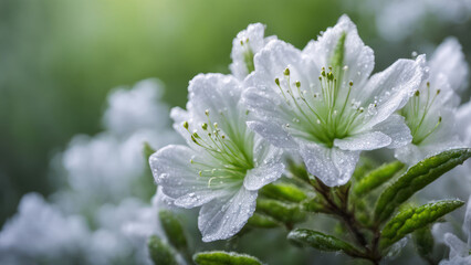 illustration of a beautiful white azaleas flower in the morning view