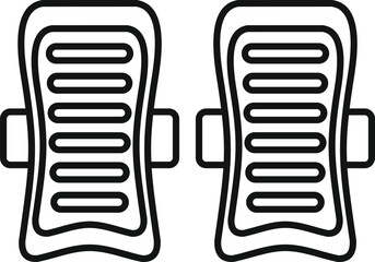 Poster - pair of shin guards protecting soccer player legs icon in outline style isolated on white background