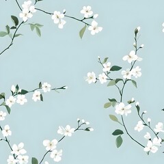 Poster - minimalist and elegant floral wallpaper design with tiny scattered white jasmine flowers blooming on