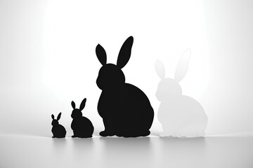 Wall Mural - white rabbit on black background