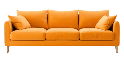 Sticker - PNG Modern pale orange sofa furniture cushion pillow.