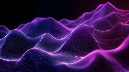 Wall Mural - Abstract Purple Neon Wireframe Landscape