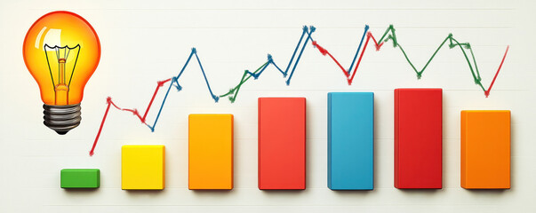 Poster - A graph with a light bulb on top of it. The graph is showing a rise in numbers
