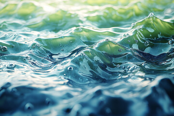 Aufkleber - A gradient of colors from deep blue to bright green in a flowing, liquid pattern. Concept of fluid color transitions.