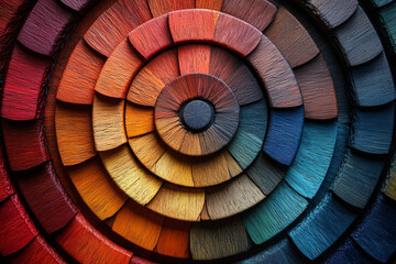 Wall Mural - A close-up of a color wheel with a rich variety of hues, showing the full spectrum of shades. Concept of color theory and harmony.