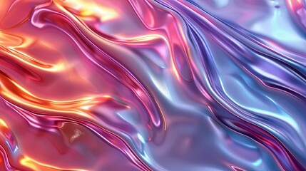 Wall Mural - Abstract Swirling Liquid in Pink, Orange, and Blue Hues