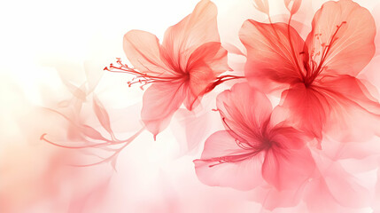 Wall Mural - Delicate Red Flowers on White Background