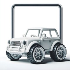 Wall Mural - greeting cards with a toy car theme, photo frames with a children's theme, invitation card car theme