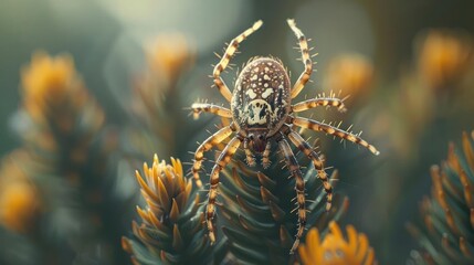 a close-up photo of a spider with its web.