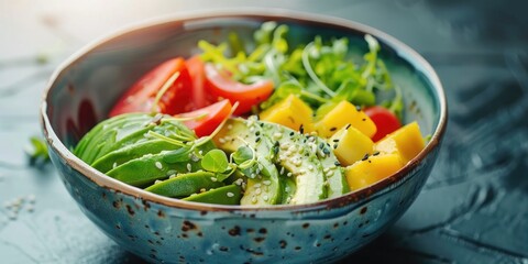 Poster - Fresh Avocado Salad Bowl Set on the Table