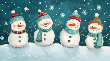 Wall Mural - Christmas snowman