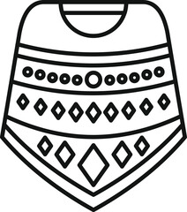 Poster - line art icon of traditional south american clothing with ethnic ornament