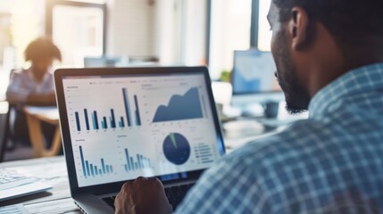 Poster - Businessman Analyzing Data on Laptop