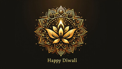 Happy Diwali design illustration in gold color and simple background