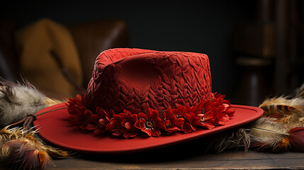 beautiful red hat photo for mockup generative ai