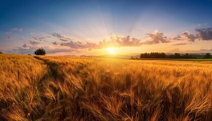 Poster - sunset in the field