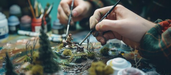 Painting a Miniature Figure in a Lush Forest Setting