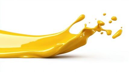 A splash of yellow paint on a white background