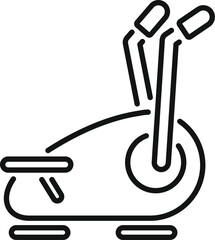 Poster - simple elliptical trainer icon, fitness and gym equipment for exercising in black outline on white b