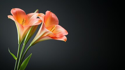 Canvas Print - Two orange flowers are in a vase