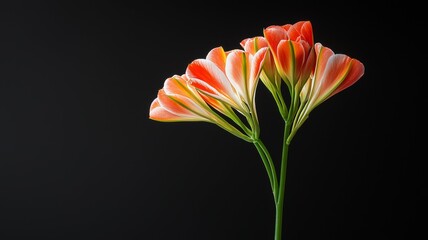 Canvas Print - A single flower with green stems and red petals