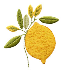 Wall Mural - PNG Embroidery lemon plant leaf