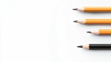 Poster - Four pencils are lined up on a white background