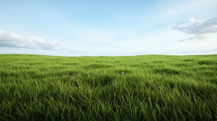 Wall Mural - A large, open field of grass with a clear blue sky above