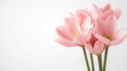 Wall Mural - A bouquet of pink flowers with green stems