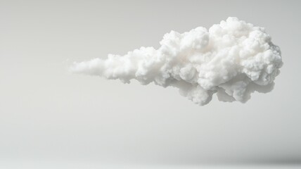 A white cloud with a white streak of smoke trailing it