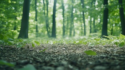 Wall Mural - Forest Floor with Sunlight Bokeh