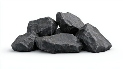 A pile of rocks on a white background