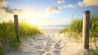 © Space Priest - A beach with a path leading to the water
