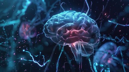 Poster - Abstract Digital Brain Illustration