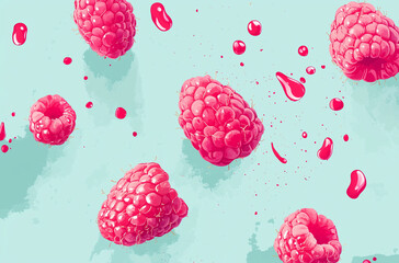 Raspberry Jam Dribble on a Pale Teal Background: Vector Delight