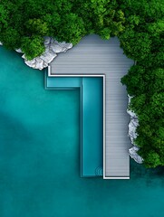 Wall Mural - Aerial View of Serene Natural Landmark in Doodle Style with Clear Light and Sharp Focus - Minimalistic Tourism Scene