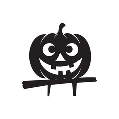 Wall Mural - Halloween pumpkin with eye vector, silhouette design black and white 