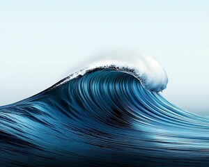 Wall Mural - tranquil top view of realistic single wave rolling with soft whistle effect in calm sky