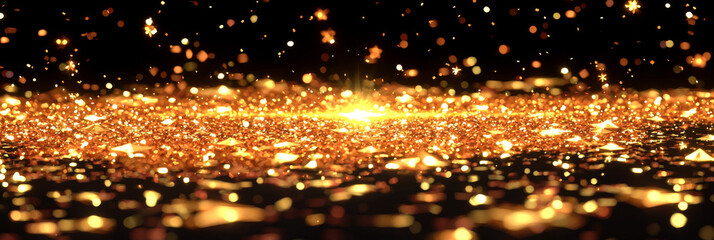 Poster - A sparkling golden glitter texture with a burst of light in the center.