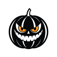 Wall Mural - Halloween pumpkin with eye vector, silhouette design black and white 